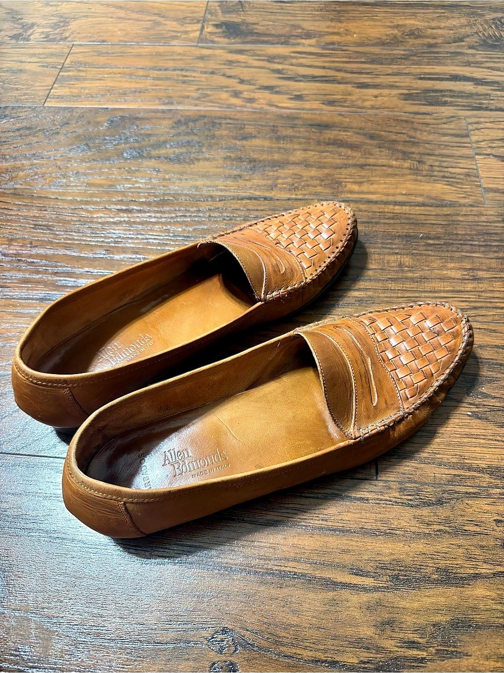 Allen Edmond Toe Leather Loafers Brown US 11